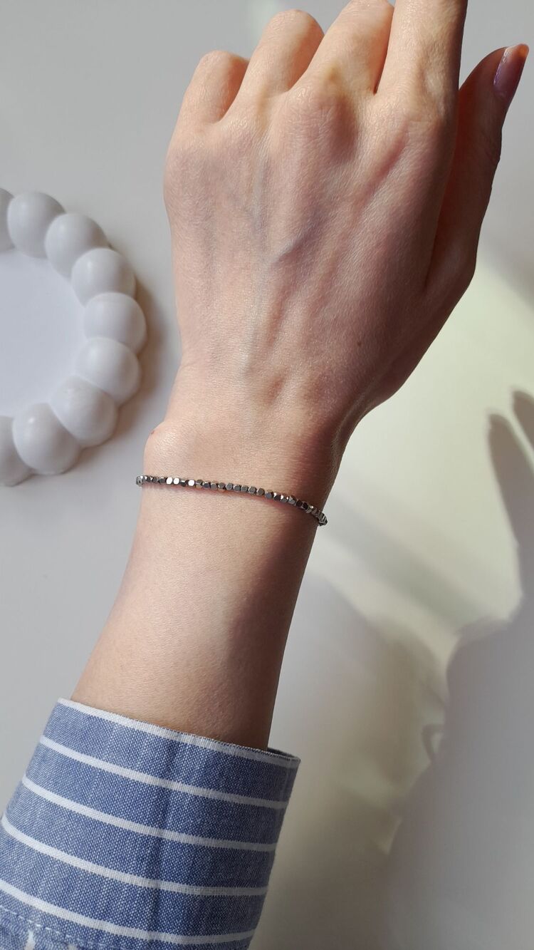 Çelik Mini Küp Silver Bileklik 