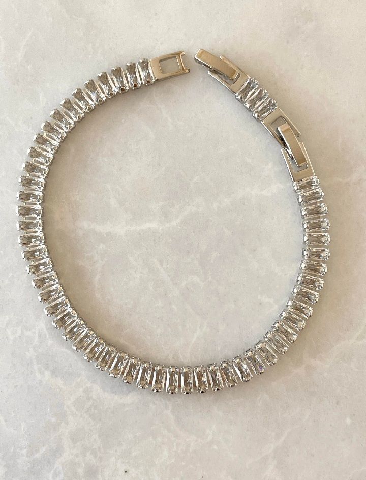 Çelik Zirkon Taşlı Silver Suyolu Bileklik 