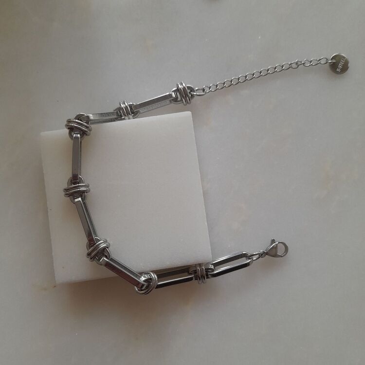 Çelik Uzun Kare Model Silver Bileklik 
