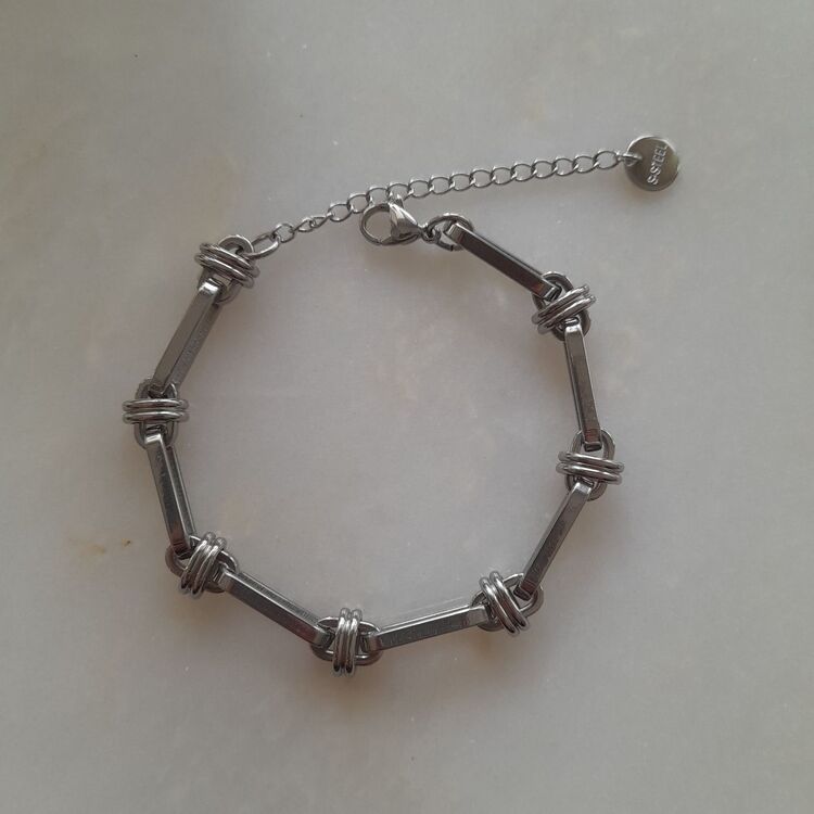 Çelik Uzun Kare Model Silver Bileklik 
