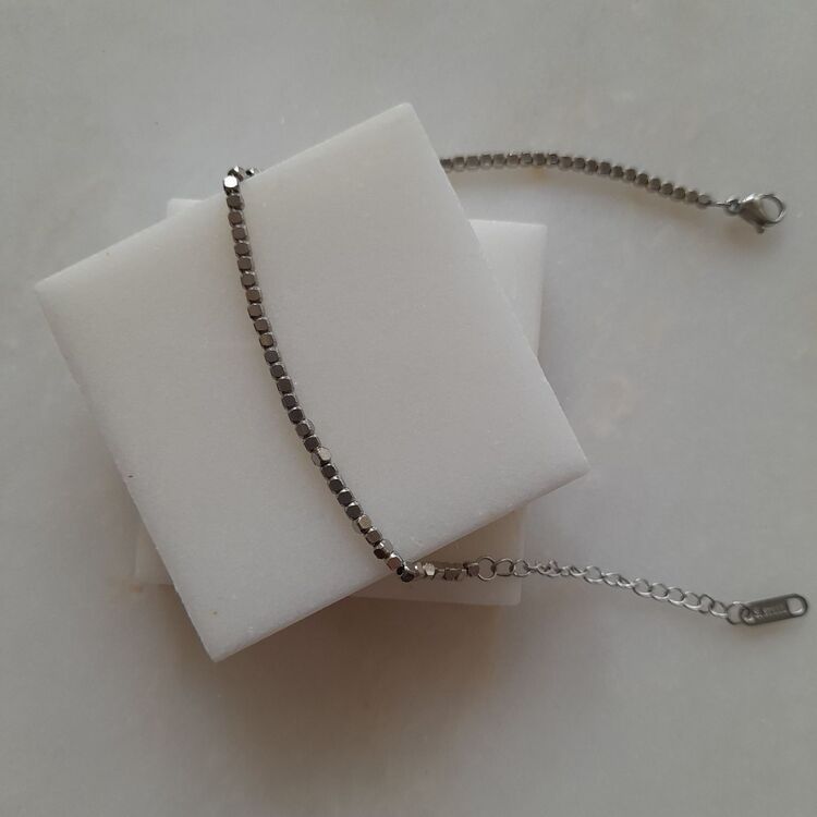 Çelik Mini Küp Silver Bileklik 