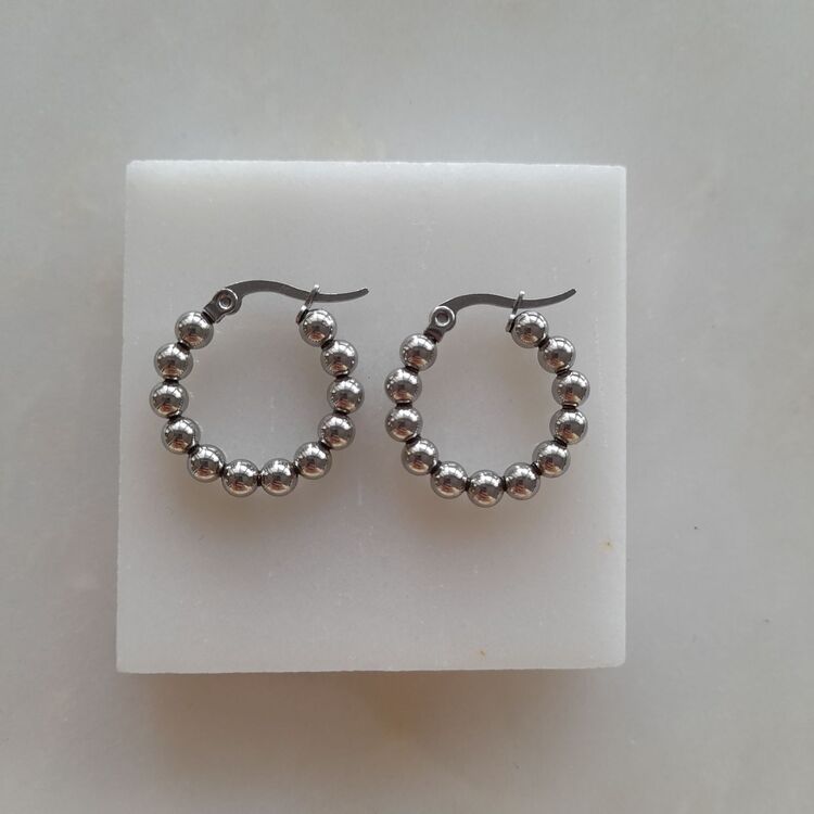 Çelik Topçuk Model Halka Silver Küpe