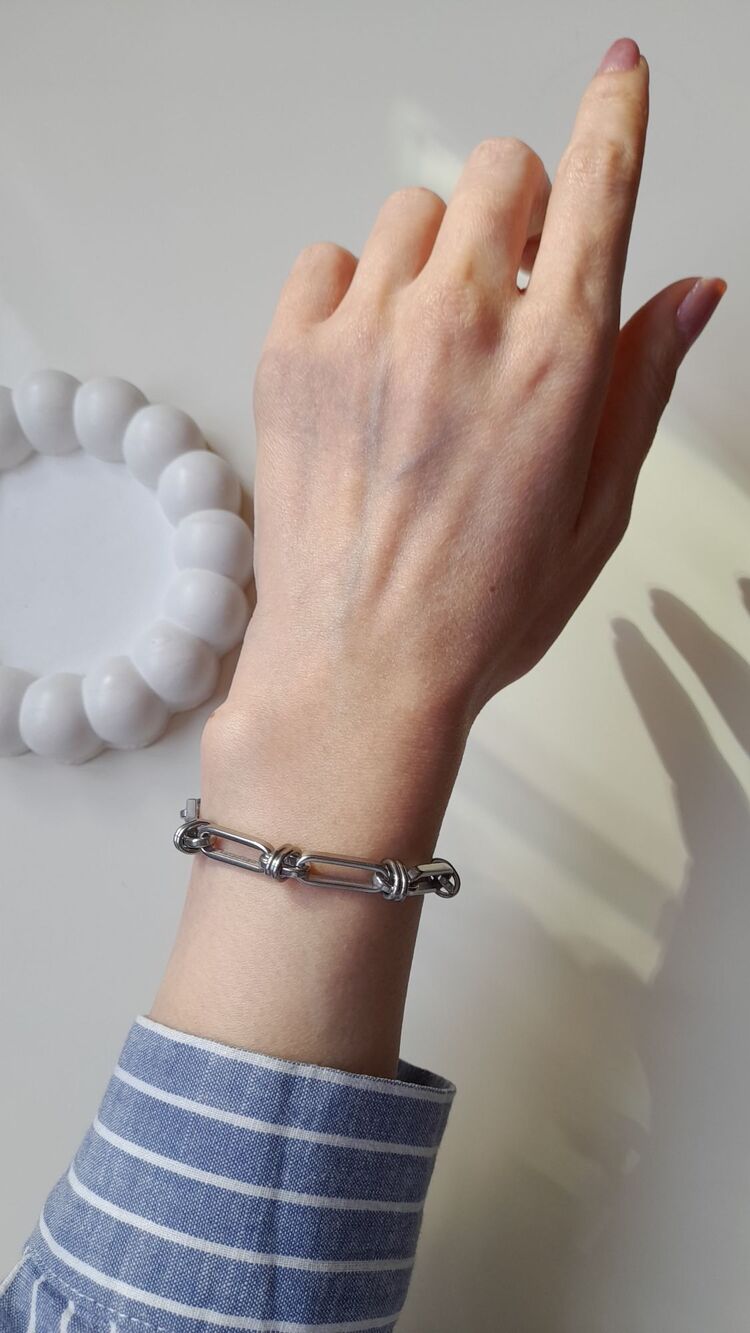 Çelik Uzun Kare Model Silver Bileklik 
