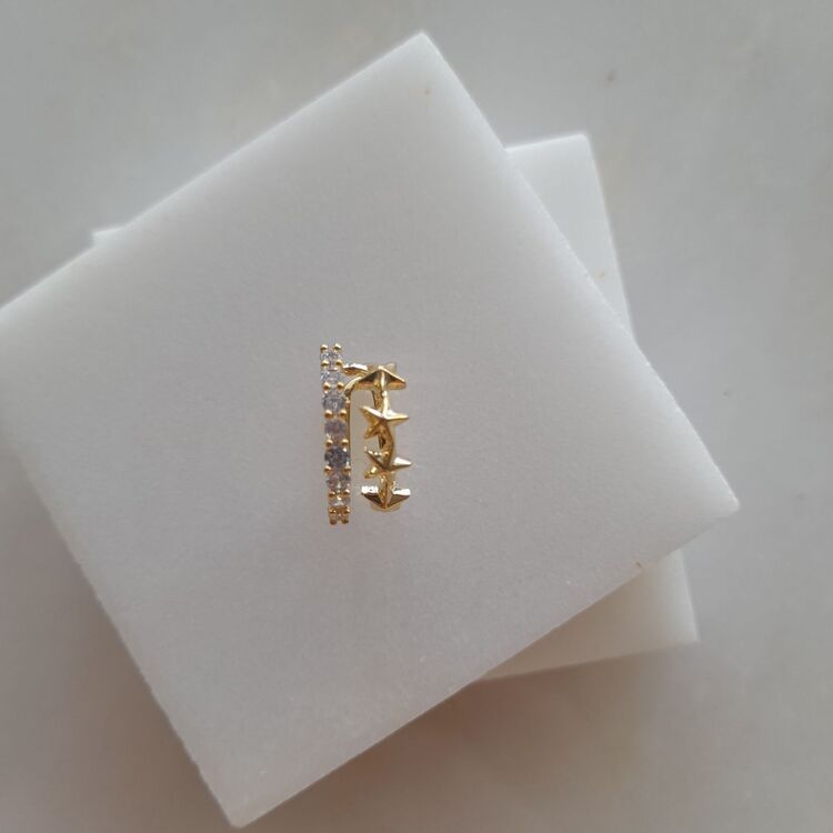 Özel Seri Zirkon Taşlı Yıldızlı Kıkırdak Küpe 