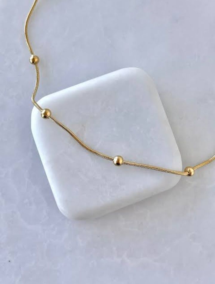 Çelik Top Detaylı Zincir Gold Kolye (45 cm)
