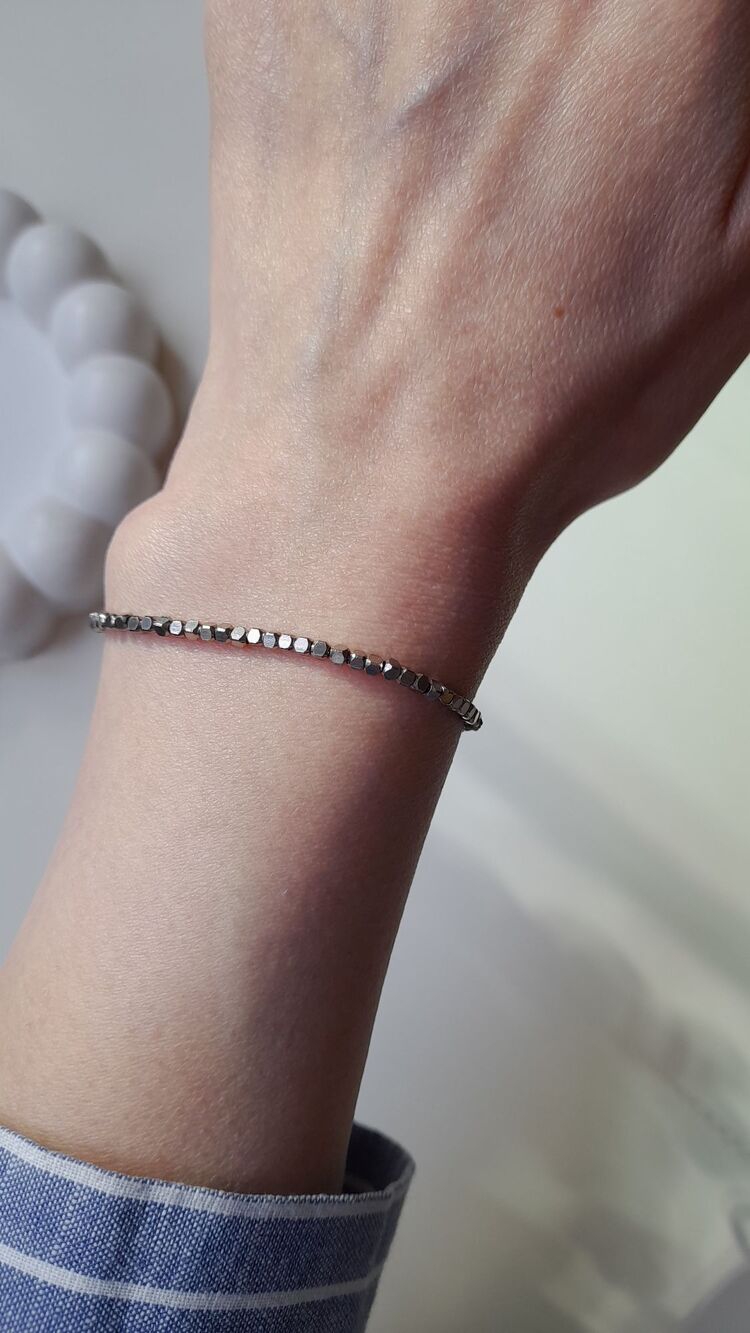 Çelik Mini Küp Silver Bileklik 