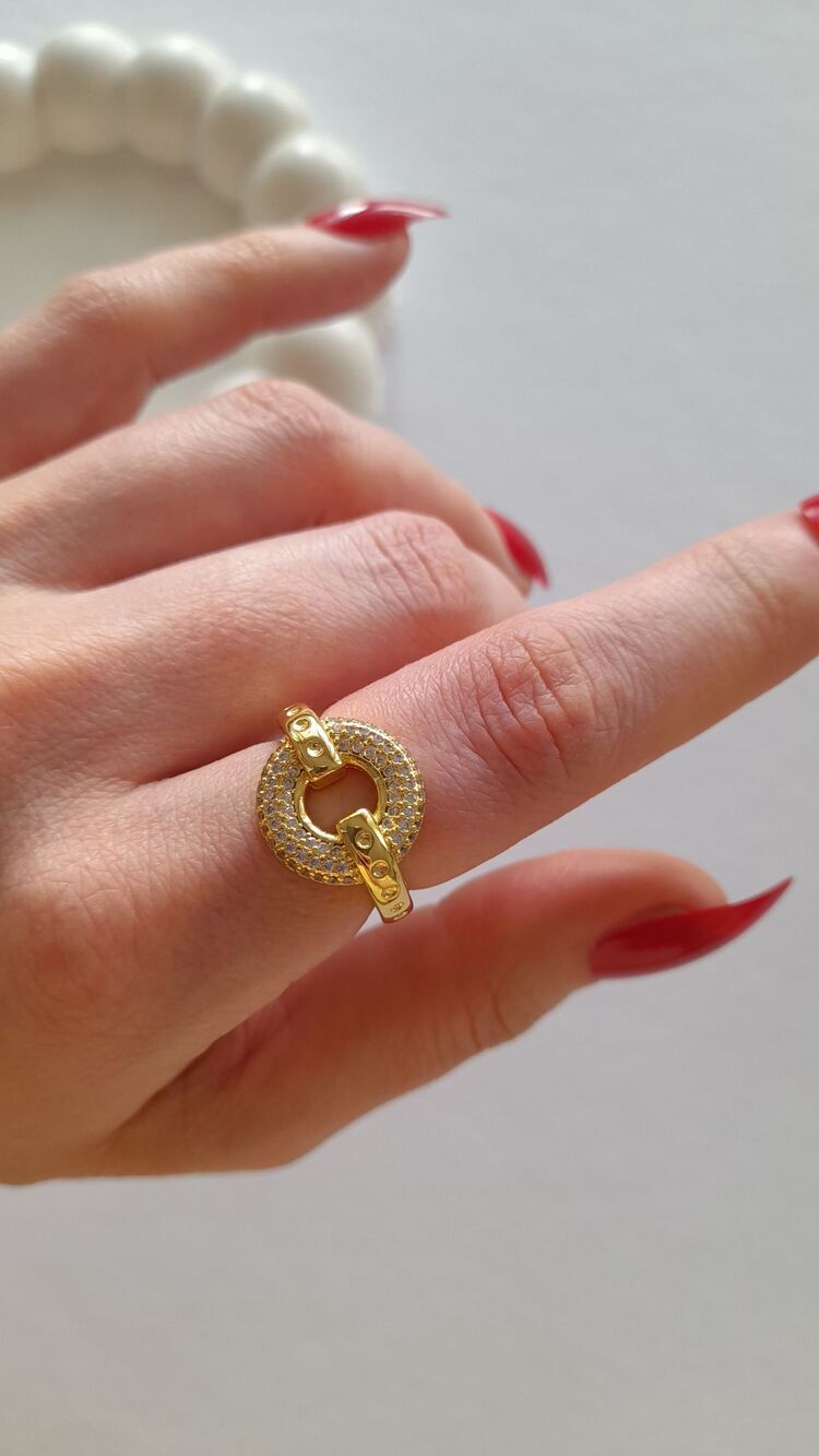 Altın Kaplama Taşlı Halka Model Gold Yüzük 