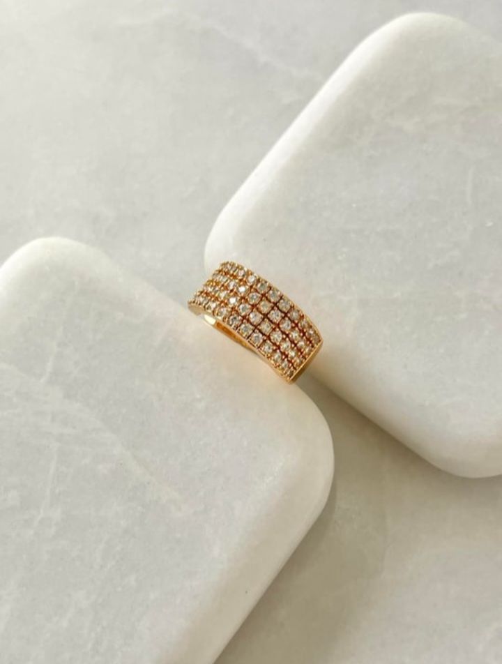 Altın Kaplama Dört Sıra Zirkon Taşlı Gold Kıkırdak Küpe 