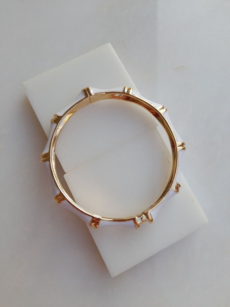 Özel Seri Gold Detay Beyaz Mineli Kemik Model Kelepçe Bileklik