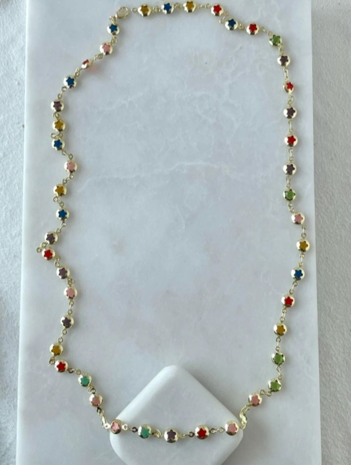 Altın Kaplama Renkli Kristal Yıldız Gold Y Kolye