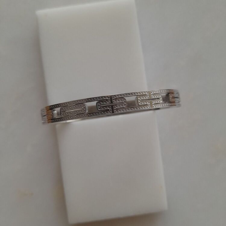 Çelik Desenli Silver Kelepçe Bileklik 