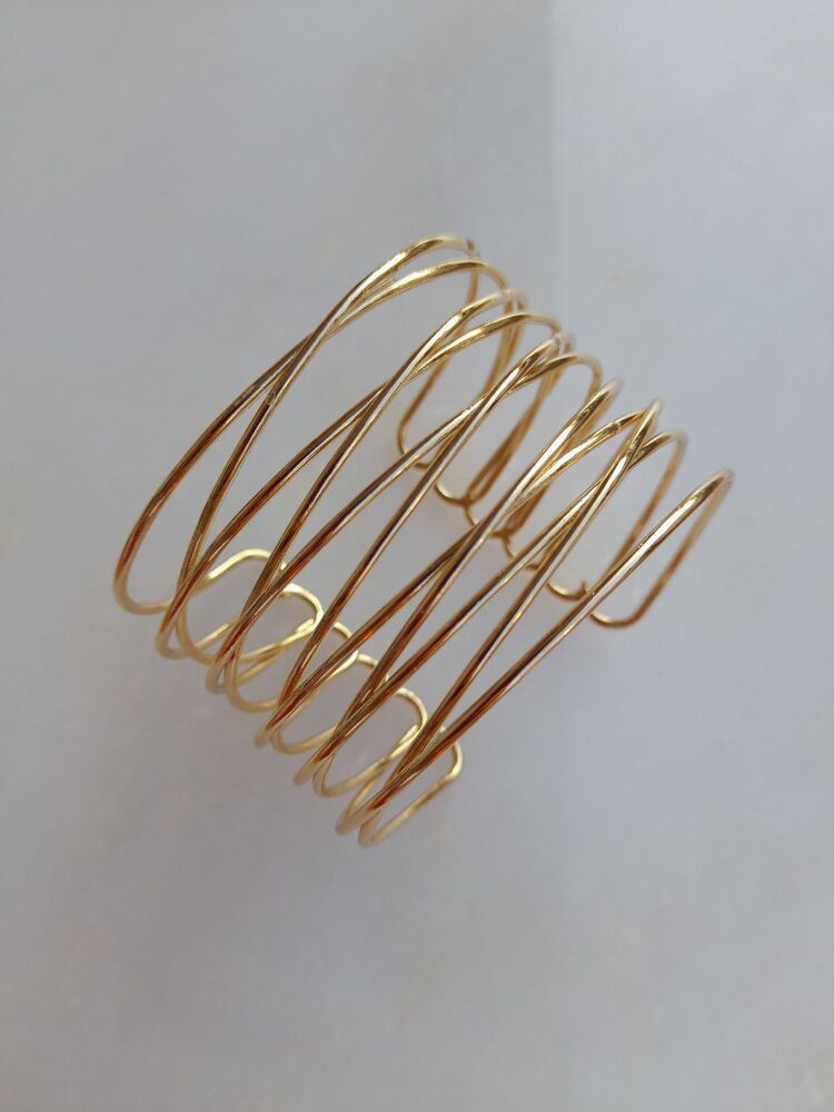 Altın Kaplama Çapraz Detay Çoklu Gold Bileklik 