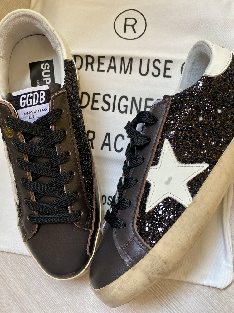 GOLDEN GOOSE - SuperStar Black Glitter