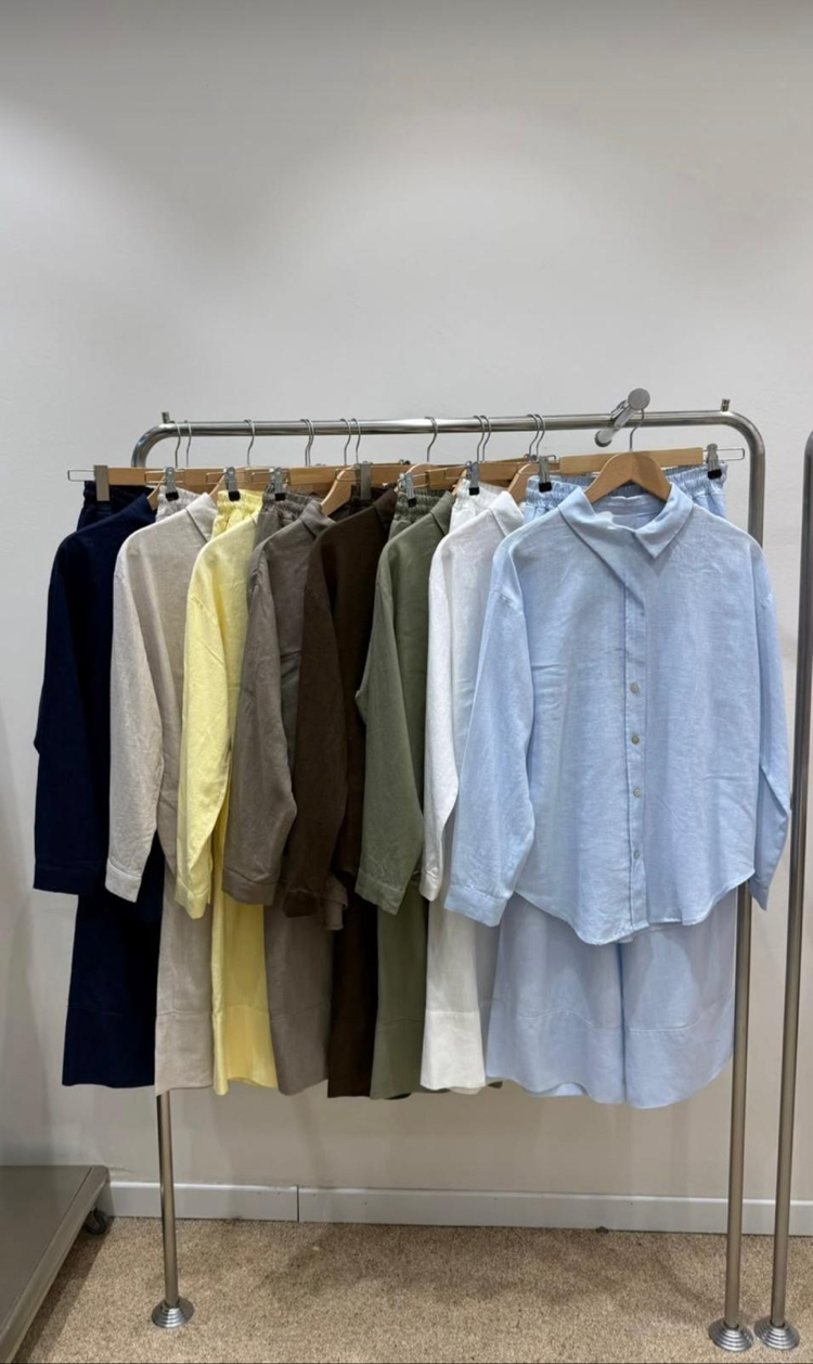 %100 Ham Keten Kimono Takım