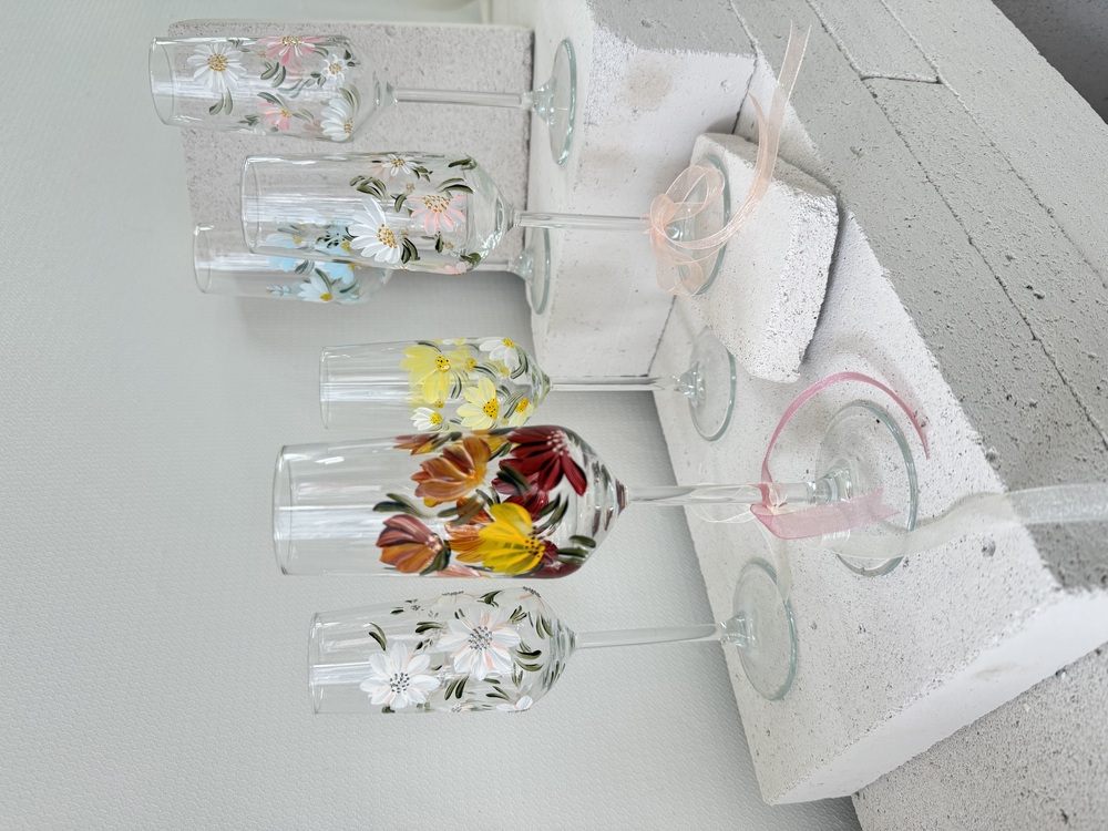 6lı set El yapımı dokulu özel gün sunum kadehi
