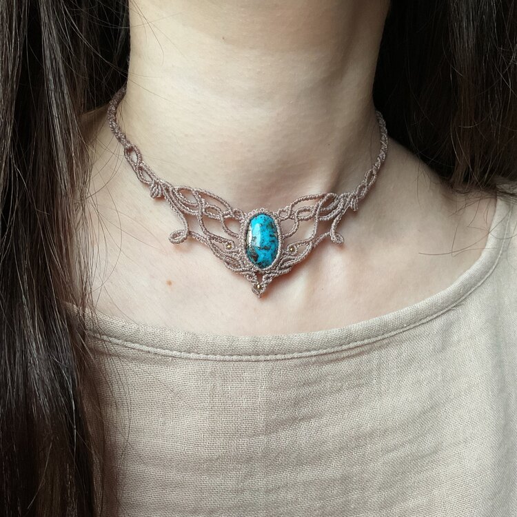 Firuze Makrome Choker