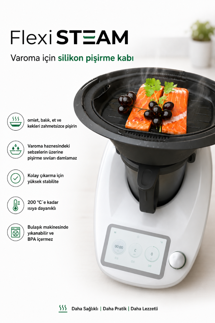Wundermix FlexiSTEAM Varoma İçin Silikon Pişirme Kabı | Thermomix TM6, TM5, TM31 uyumlu