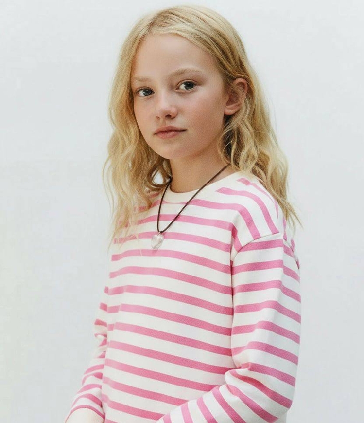 Laciel pembe çizgili sweatshirt