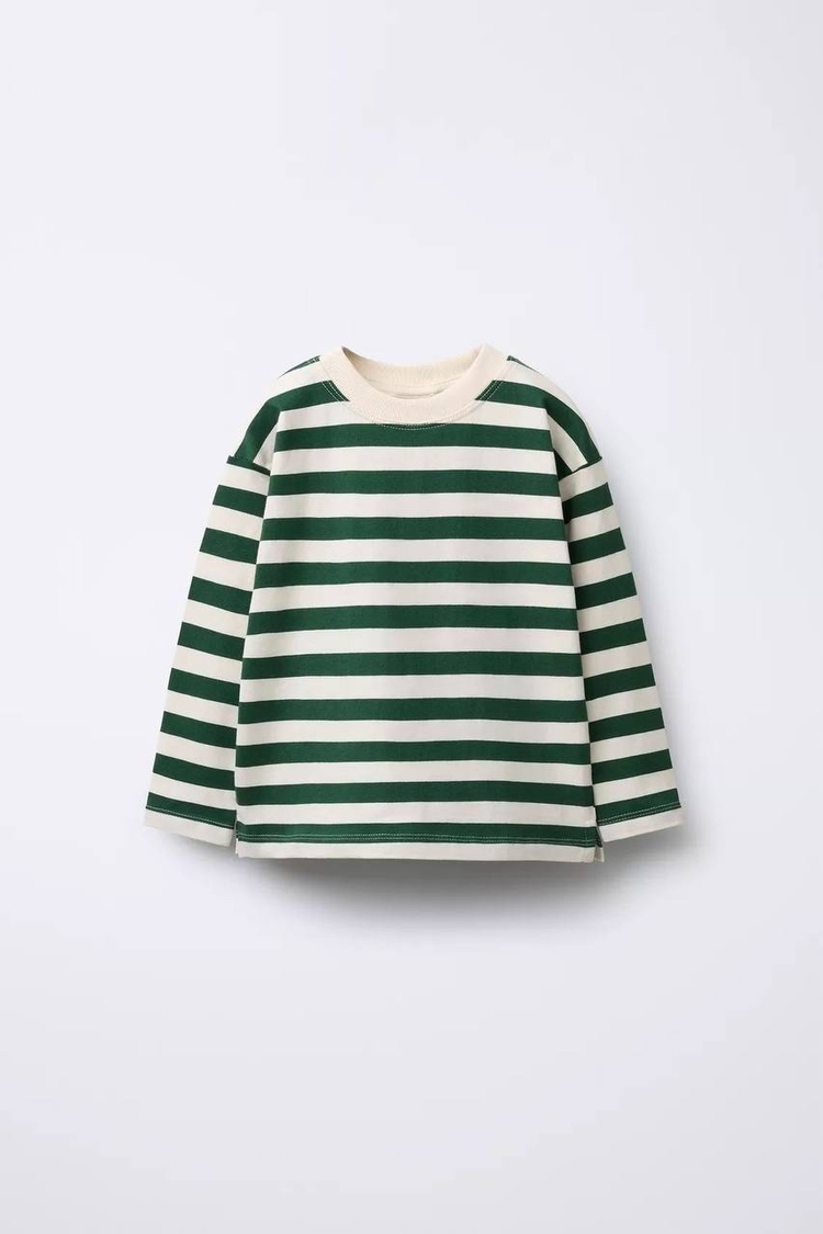 Laciel yeşil beyaz çizgili sweatshirt