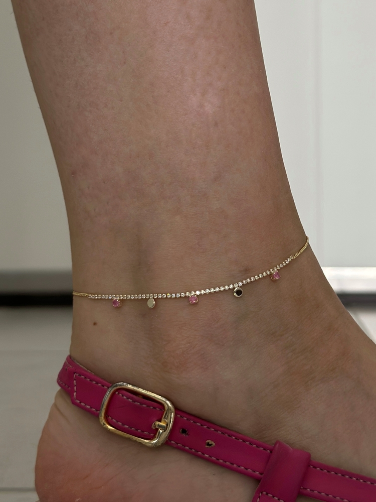 Pembe Taşlı Gold Halhal
