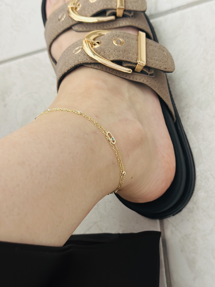 Mavi Taşlı Gold Halhal
