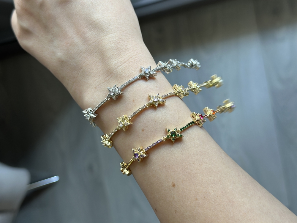 Yıldız Taşlı Gold Bileklik 
