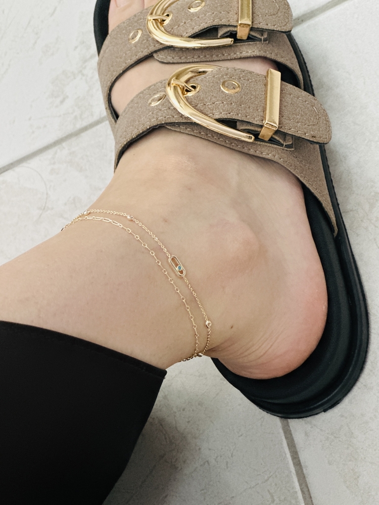 Mavi Taşlı Gold Halhal