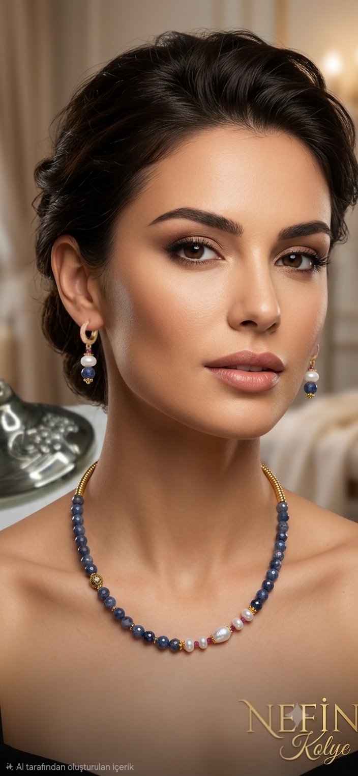 Safir & Yakut & İnci ve küpesi