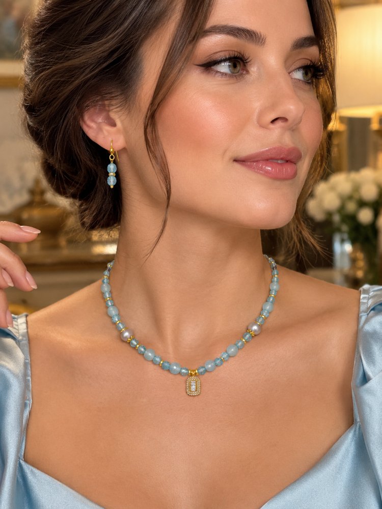 TOPAZ & AKUAMARİN KOLYE VE KÜPESİ