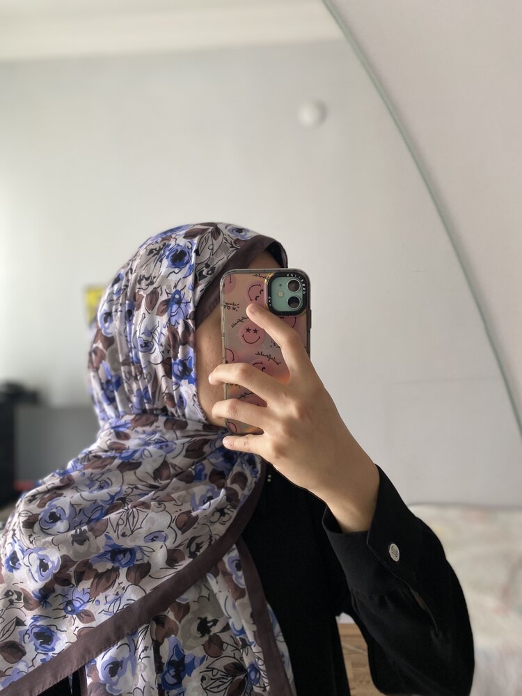 Kahverengi Çiçekli Elegans Pamuk Şal