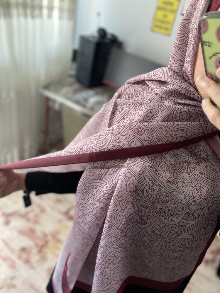 Kırmızı İpeksi Vual Şal