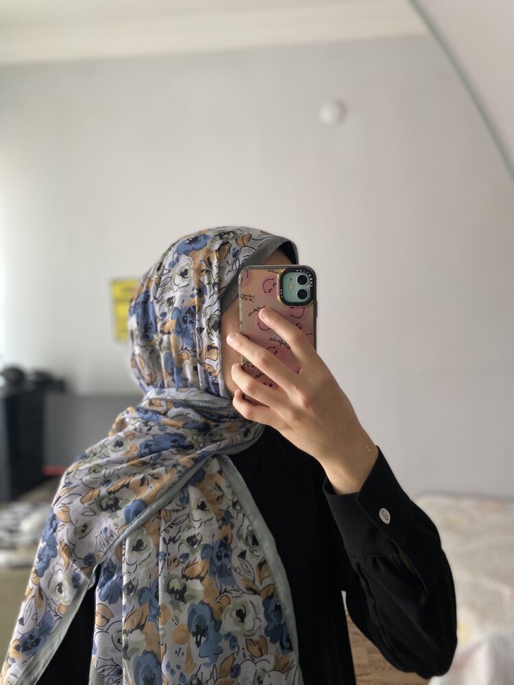 Açık yeşil Çiçekli Elegans Pamuk Şal