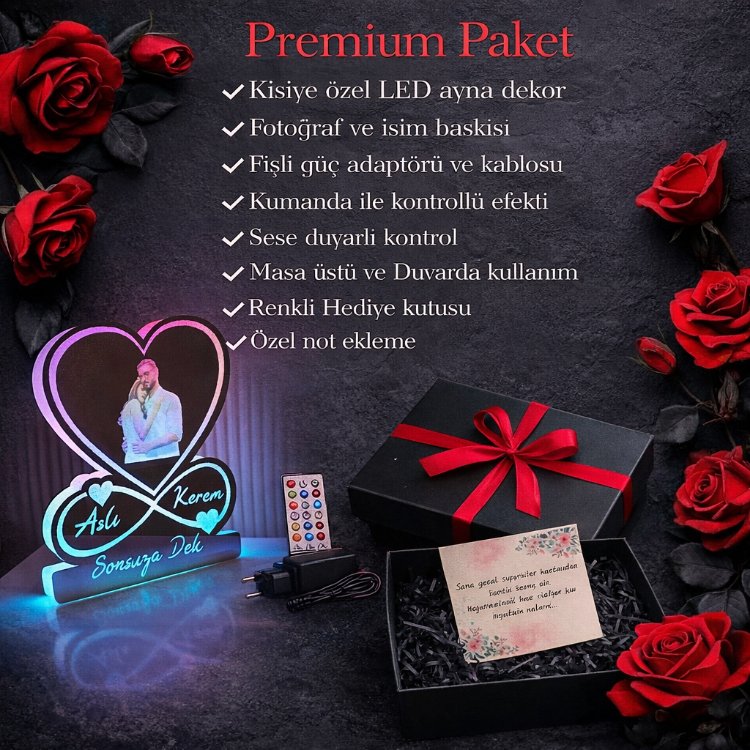 Piksel ledli resimli ayna dekor Premium