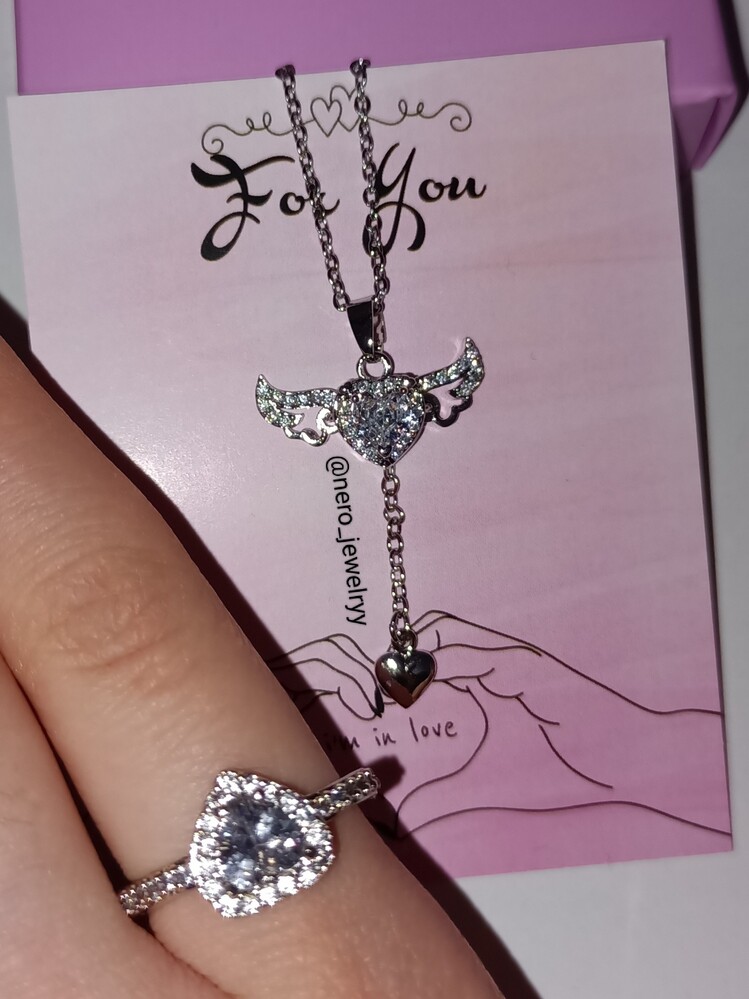 Angel Love Kolye ve Yüzük Seti (Silver)