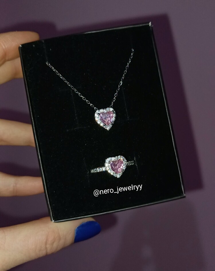 Pandora Kolye ve Yüzük Seti (Silver-Pink)