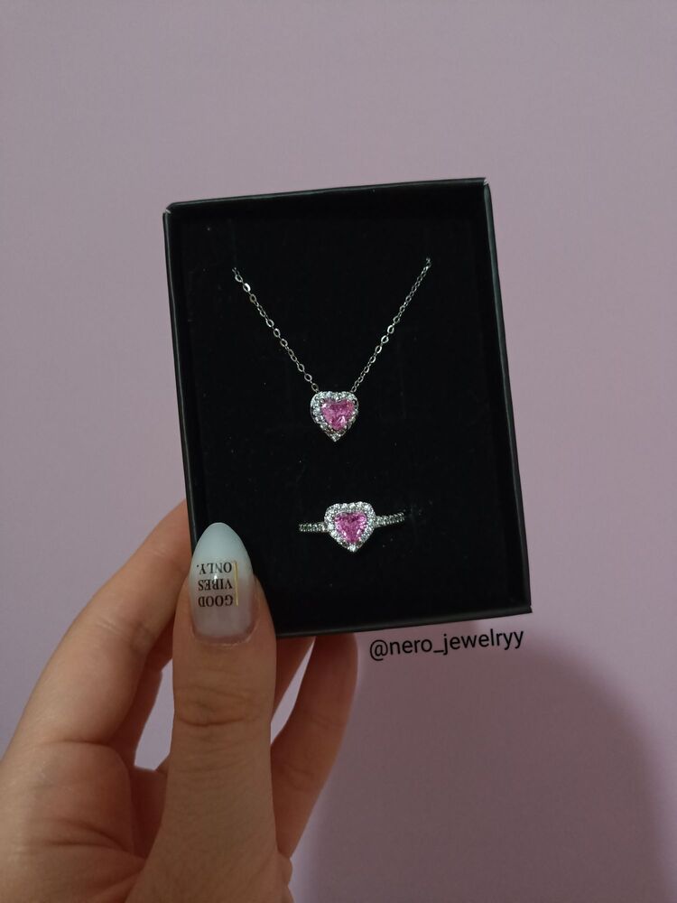 Pandora Kolye ve Yüzük Seti (Silver-Pink)