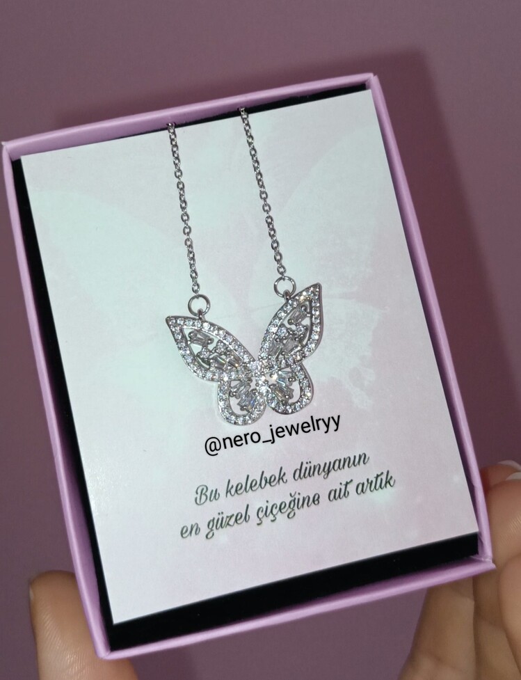 Diamond Butterfly Kolye (Silver)