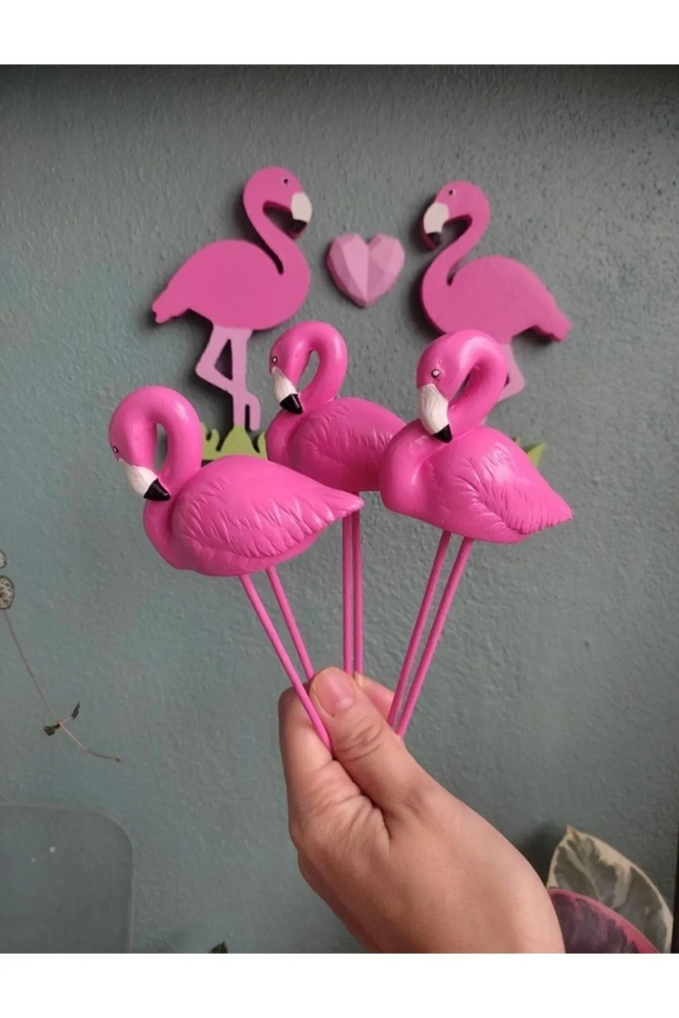 Flamingo Saksı Süsleri 3 Adet
