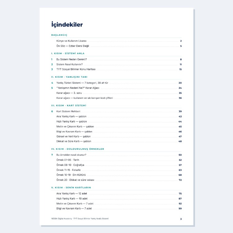 TYT Sosyal Bilimler Yanlış Analiz Sistemi — Dijital Çalışma Kitabı (PDF)