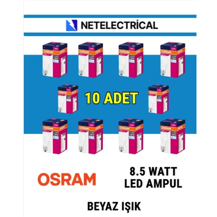 Osram Led Value 8,5w Beyaz Işık E-27 806lm Ampul 10 lu Paket