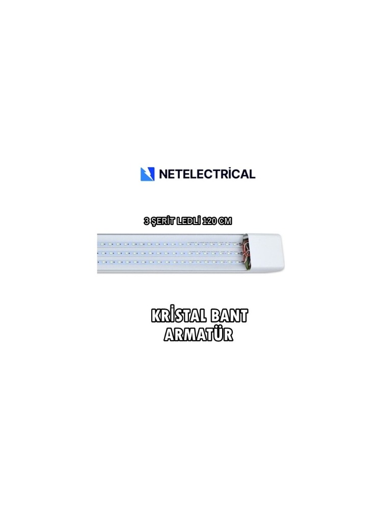 80 Watt 120 cm Kristal Yatay LED Bant Armatür - Trafolu Beyaz Işık