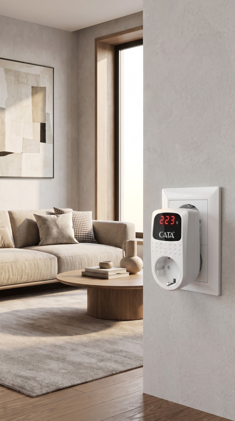 CT-9197 Dijital Akım Korumalı Priz LED Ekranlı 4000W Voltaj Koruma