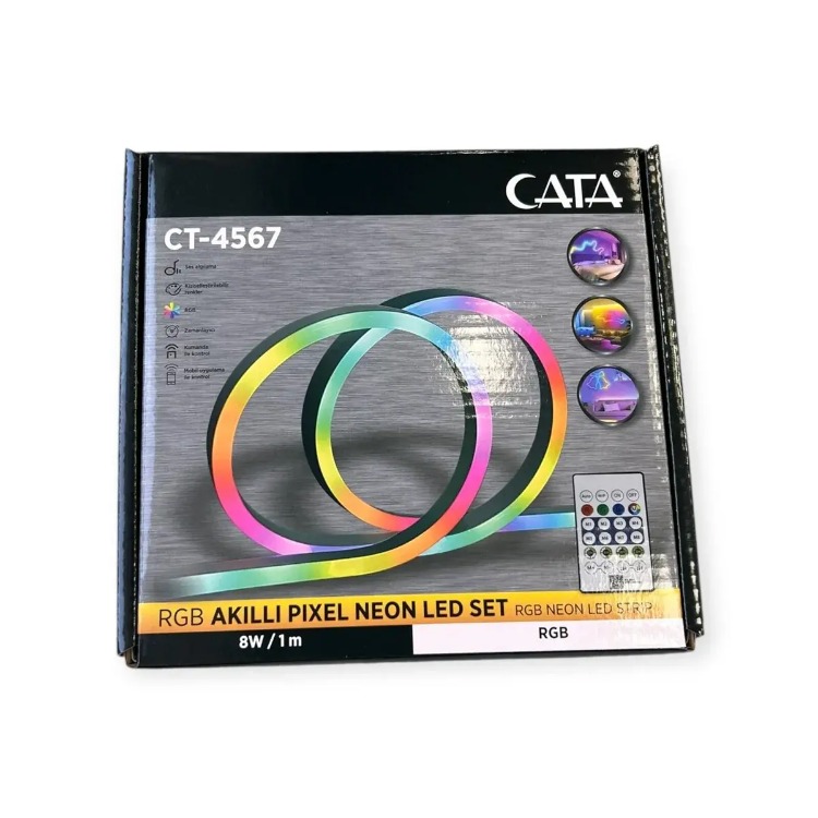 CT-4567 Pixel Neon LED Set 5 Metre RGB Kumandalı Esnek Şerit Işık İç & Dış Mekan