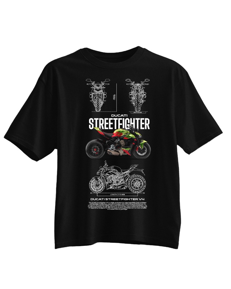 JEXTROWEAR Ducati Streetfighter Unisex Oversize Tişört