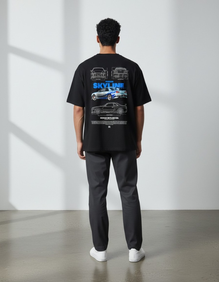 JEXTROWEAR Nissan Skyline R34 Unisex Oversize Tişört