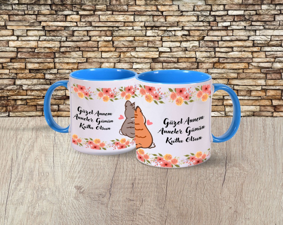 Kedili Anneler Günü Tasarımlı Kupa Bardak