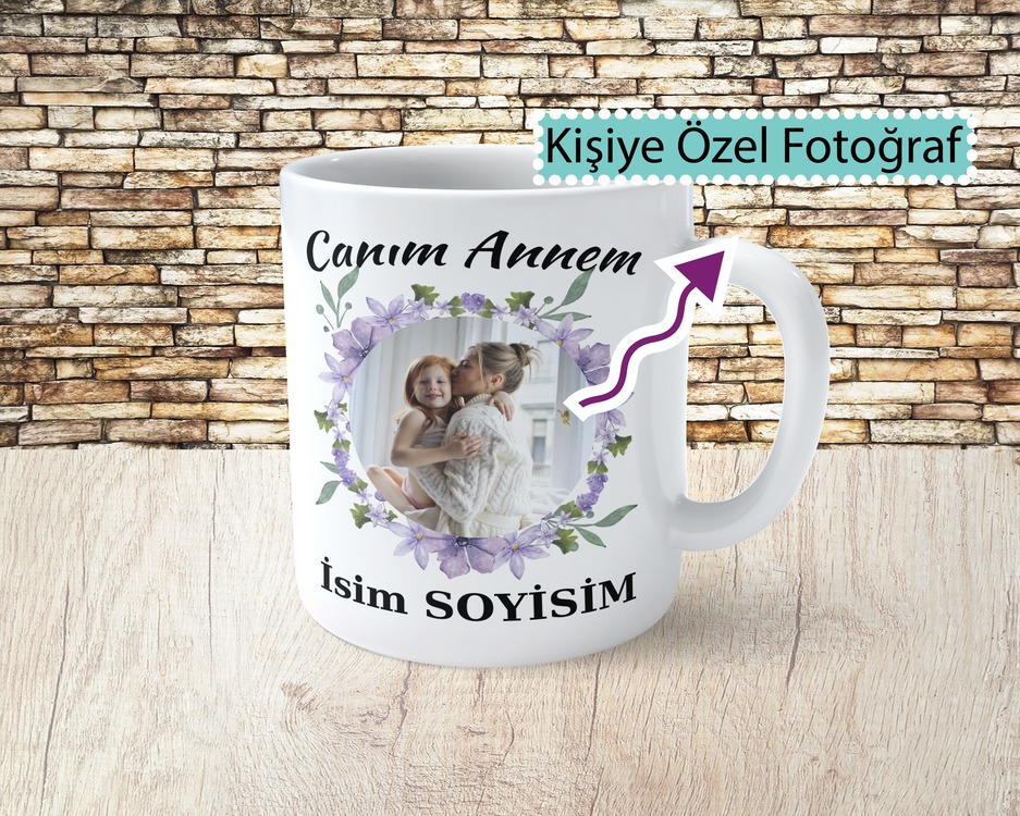 Kişiye Özel Fotoğraflı Canım Annem Kupa Bardak