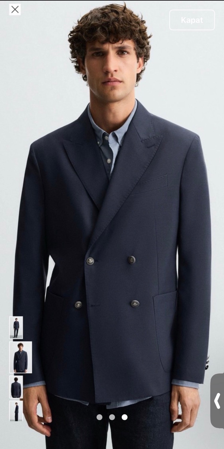     Lacivert kruvaze blazer 