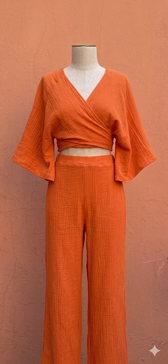 ÖZGE MÜSLİN CROP BULUZ & PANTOLON TAKIM