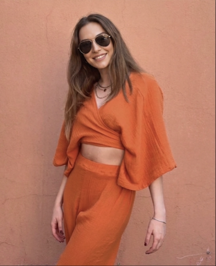 ÖZGE MÜSLİN CROP BULUZ & PANTOLON TAKIM